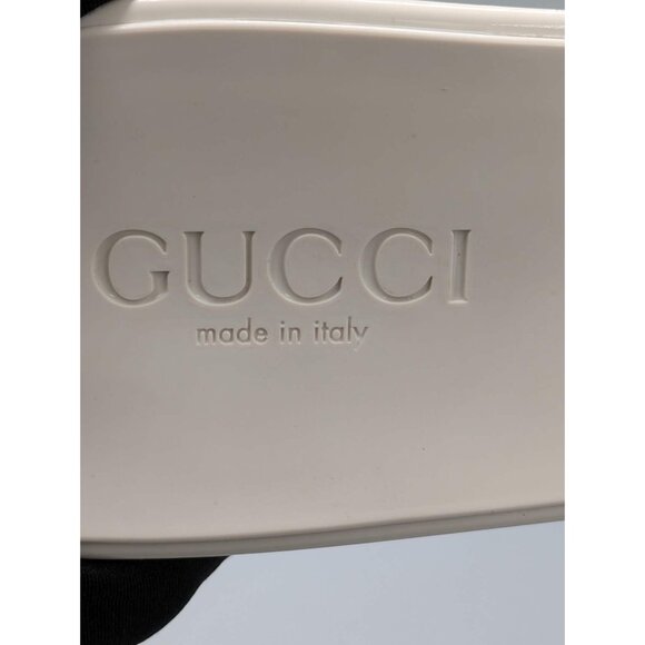 Gucci Logo Embossed Mid-heel Rubber Sandals Mystic White 624730 EU40 - Picture 7 of 11